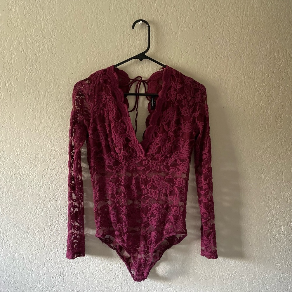 Burgundy lace bodysuit